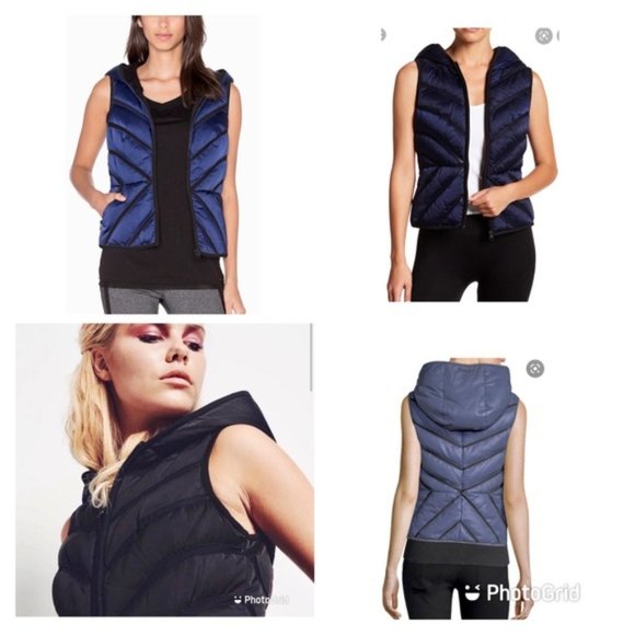 Blanc Noir Mesh Inset Puffer Down Vest - Picture 6 of 16